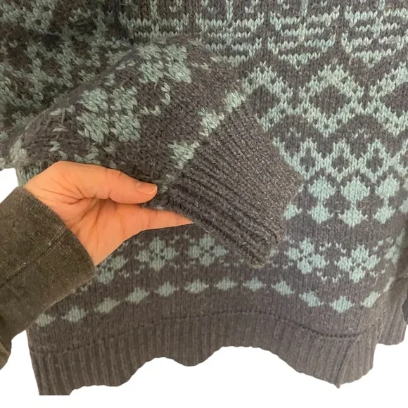 Ruff Hewn | Blue/Teal Nordic Style Cowl Neck Sweater Tunic - Picture 3 of 6